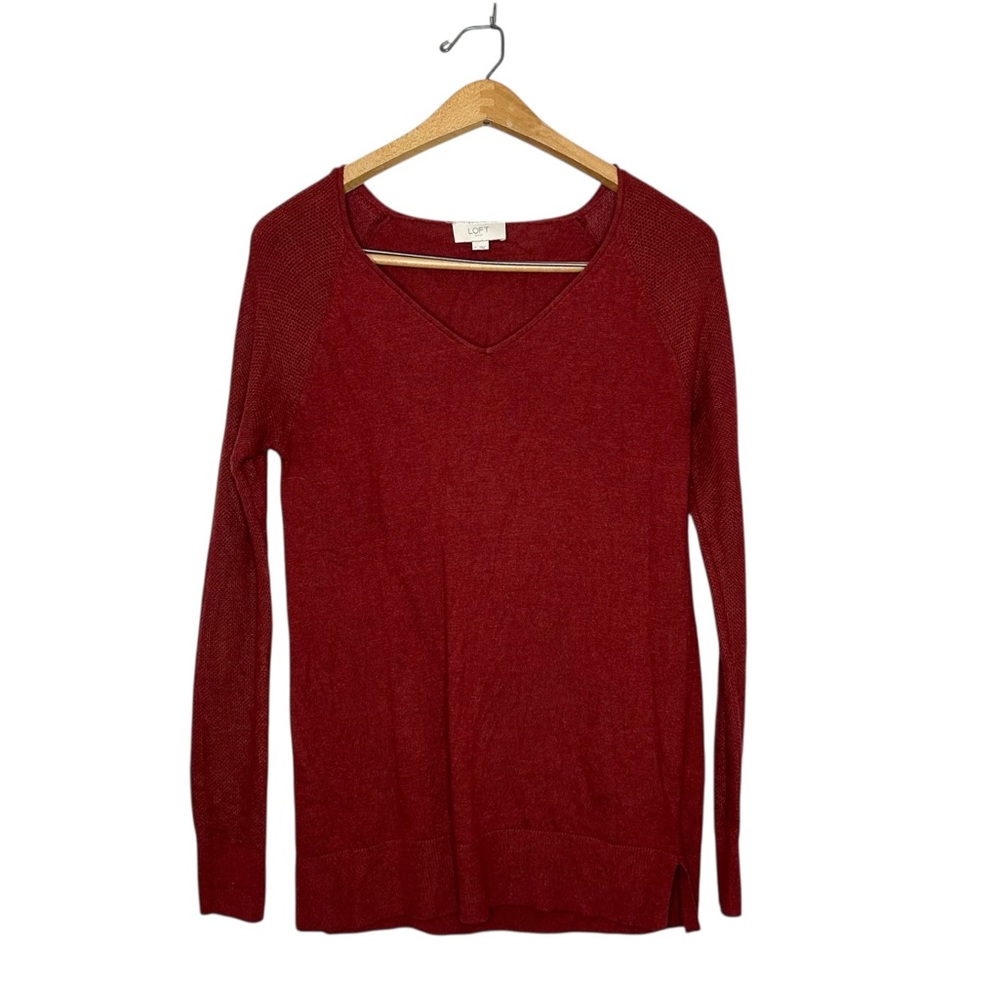 Ann Taylor LOFT‎ Lightweight Cotton Blend Marlot Red Sweater Small S